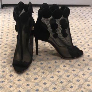 See through high healed booties in mint condition